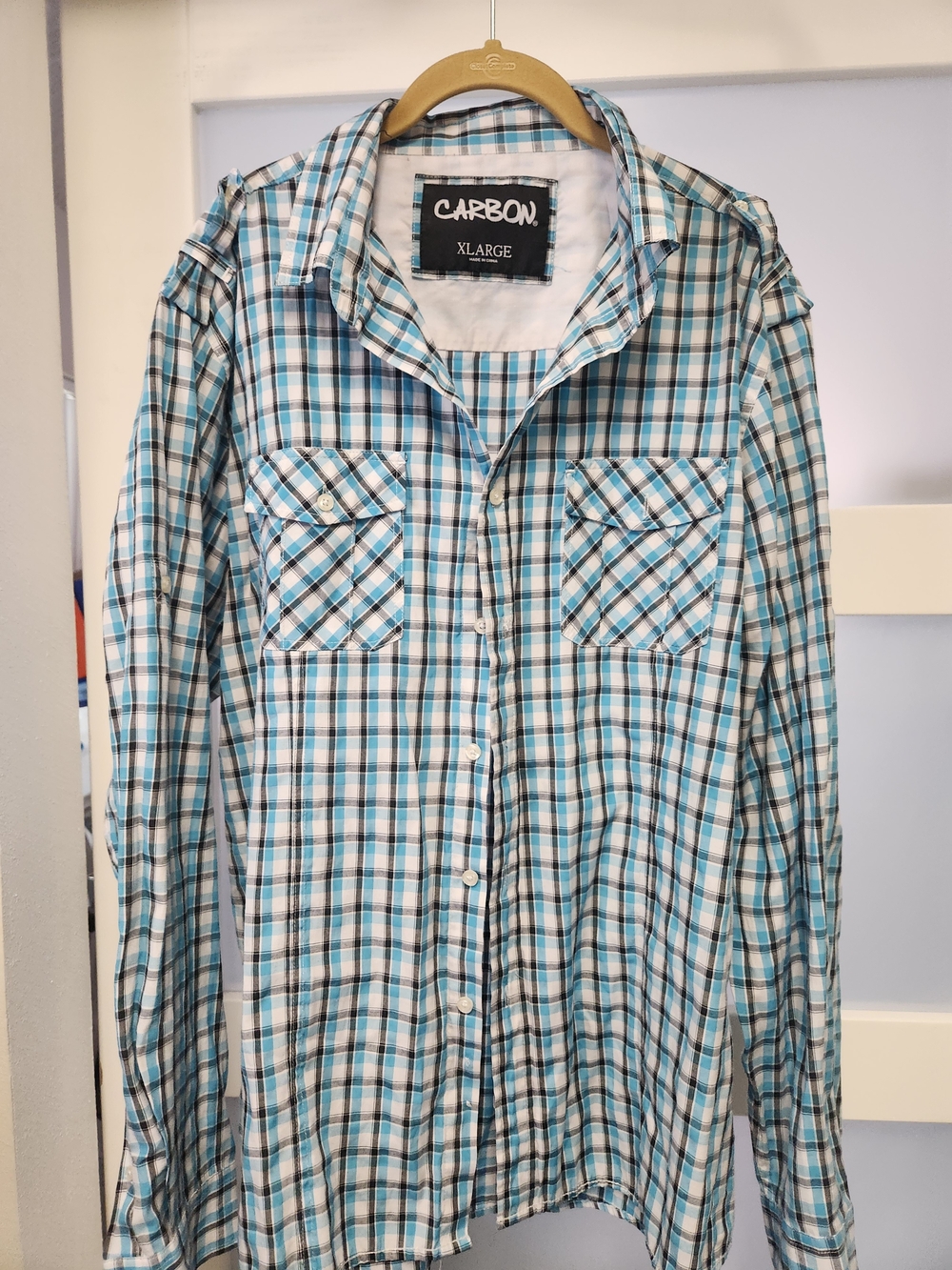 Carbon Men’s Blue Plaid Button-Up Shirt